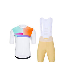 HOLOKOLO Cyklistický krátký dres a krátké kalhoty - SPECTRO - béžová/bílá